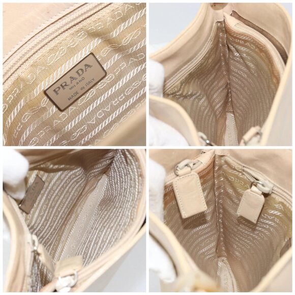 PRADA Chain Shoulder Bag Leather Beige Silver Auth 153137 - Picture 15 of 16